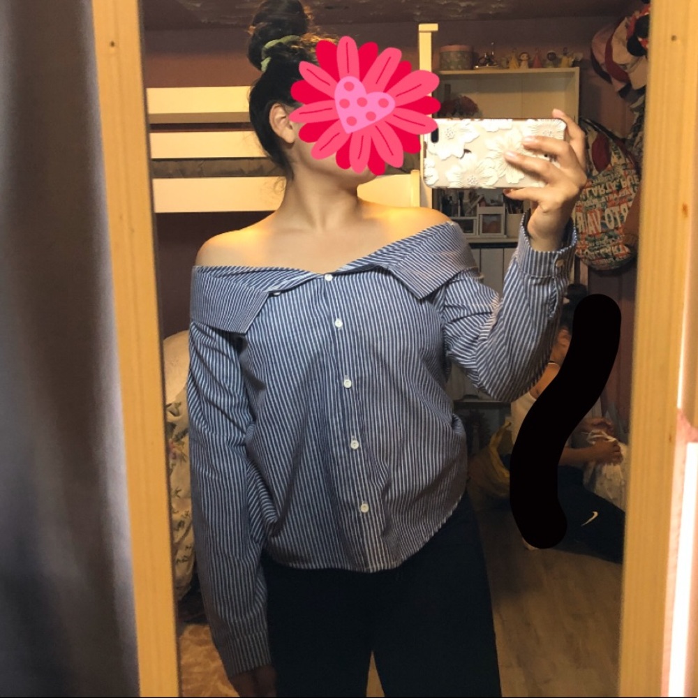 Off the shoulder button up